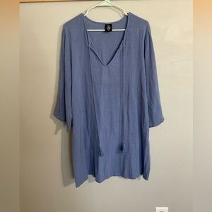 Agnes & Dora dusty blue, slub cotton dress. Size Large